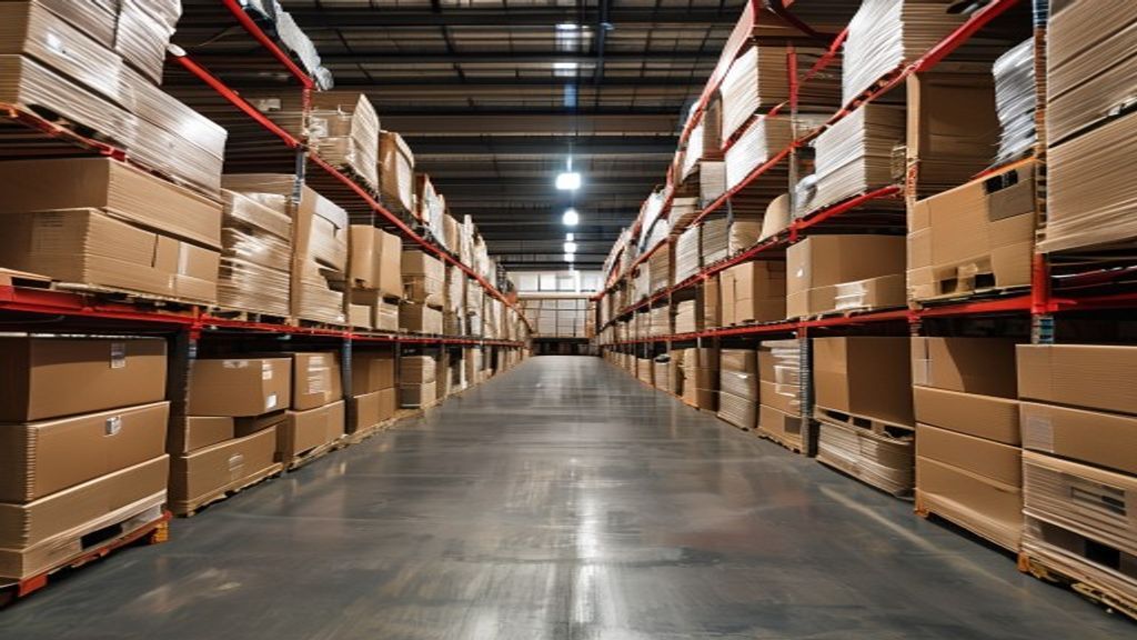 Amazon FBA warehouse and seller dashboard representing AI automation for e-commerce brands